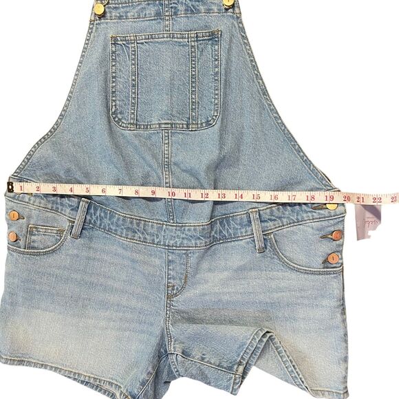 New Isabel Maternity Denim Shortalls Size 6 Romper Shorts Jumpsuit Jeans NWT - Picture 13 of 16